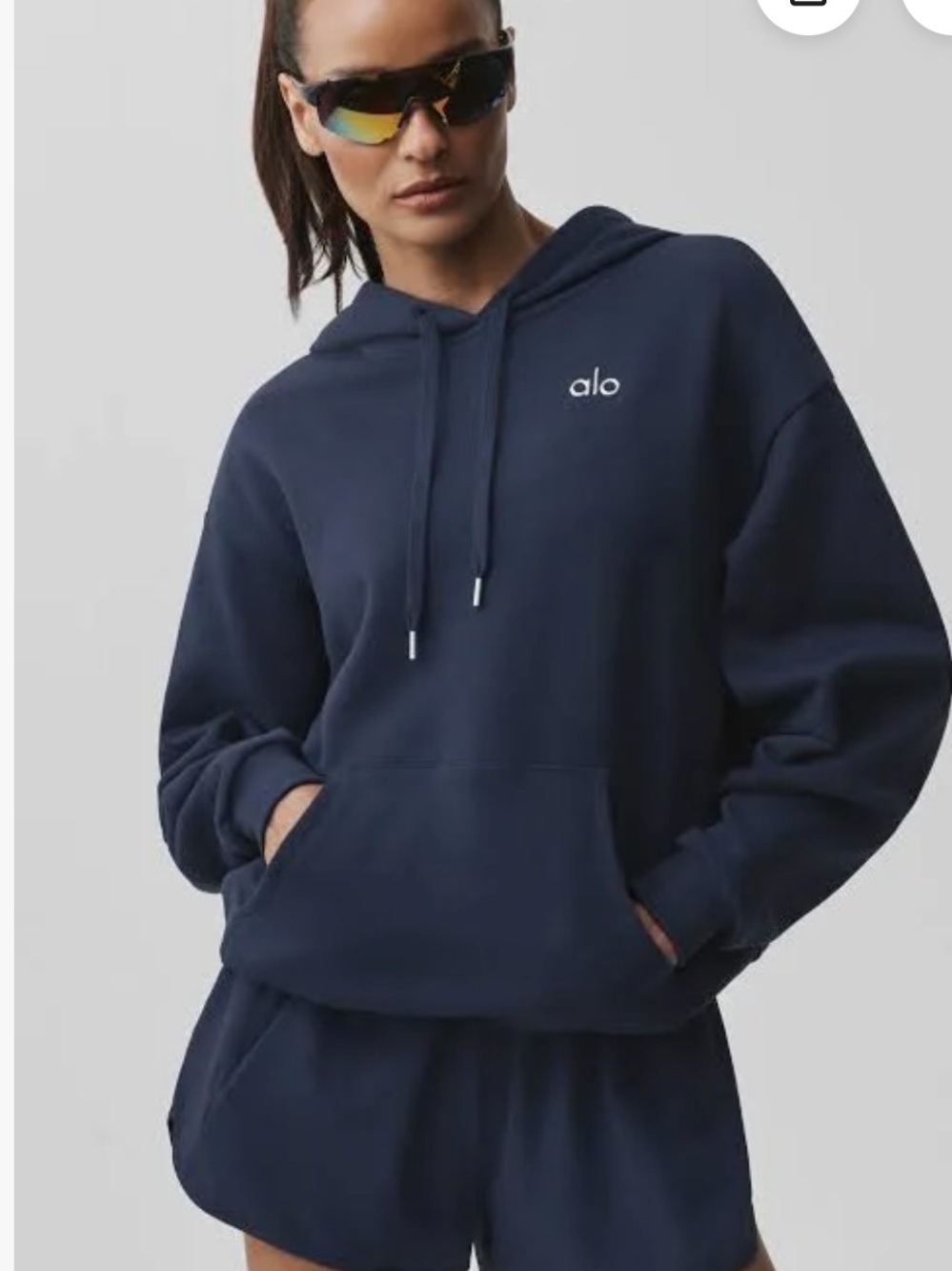 ALO Yoga Navy Logo Hoodie Sweatshirt accolade ! Navy! XL! New